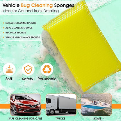 Nanoskin Ultra-Efficient Vehicle Bug Cleaning Sponges, 6-Pack - Durable, Soft, Multi-Surface Compatible | Heavy-Duty Mesh, Ideal for Car and Truck Detailing, Eco-Friendly | Proudly Made in USA