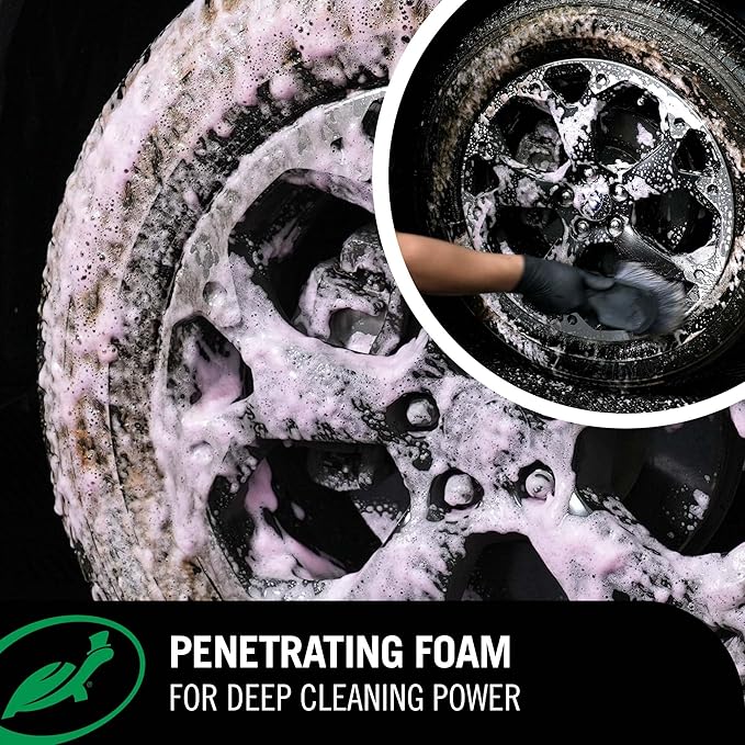 Turtle Wax Hybrid Solutions Hyper Foam Wheel and Tire Cleaner, High-Foaming Formula, Removes Dirt, Iron & Brake Dust, Perfect Prep for Tire Shine, Safe for All Wheels, 23 oz (Pack of 1)