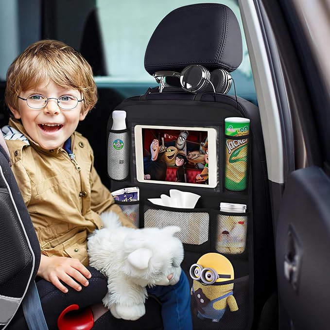 ONE PIX Backseat Car Organizer Mats Back Seat Organizers and Storage Bag with Touch Screen Tablet Holder for Kids Toddlers Car Seats, Travel Accessories, Road Trip Essentials Kids