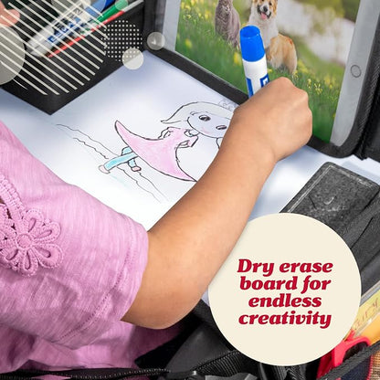 Lusso Gear Kids Travel Tray for Car - Road Trip Essentials for Kids - Car Seat Tray for Toddlers & Kids - Lap Tray for Airplane, Kids Travel Desk, Road Trip Activities (Airplanes)