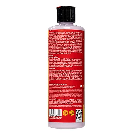 Chemical Guys P4 Precision Paint Perfection Polish - Scratch Remover & Swirl Remover for Cars, Trucks, Motorcycles, & SUVs, Fixes Paint Imperfections & Towel Marks, Restores Gloss & Clarity, 16 oz