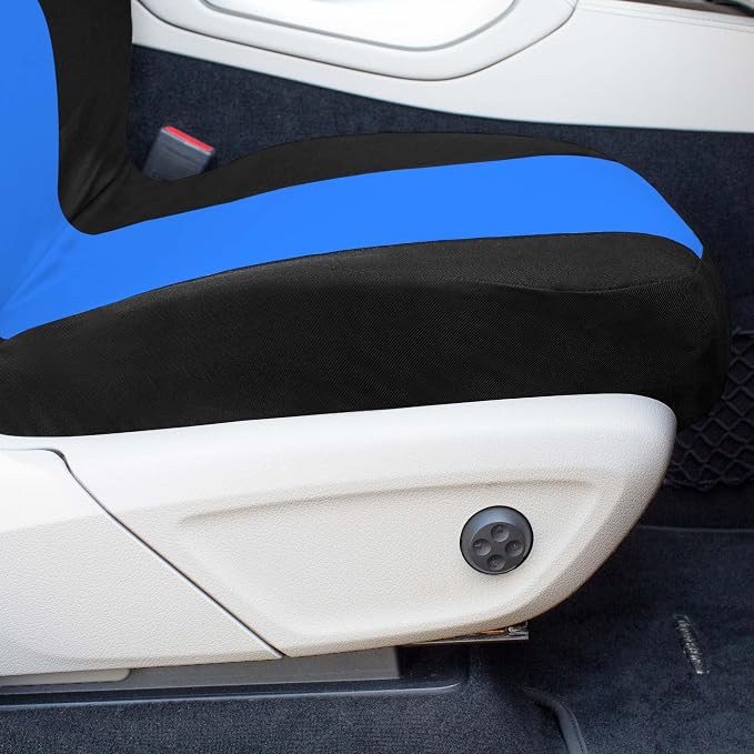 Universal Fit Chevron Flat Cloth Car Seat Covers Full Set - Blue