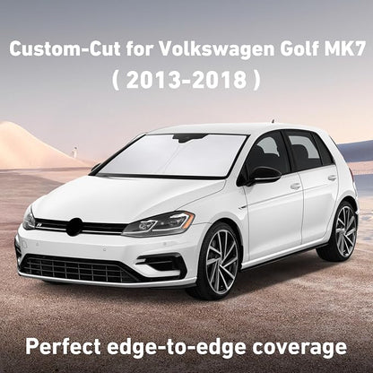 EcoNour Windshield Sunshade Compatible for Volkswagen VW Golf MK7 2013-2016 2017 2018, Sun Visor for Front Windshield & Window Sun Shade Cover, UV Heat Blocker & Protector, Car Accessories