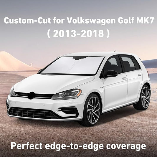 EcoNour Windshield Sunshade Compatible for Volkswagen VW Golf MK7 2013-2016 2017 2018, Sun Visor for Front Windshield & Window Sun Shade Cover, UV Heat Blocker & Protector, Car Accessories