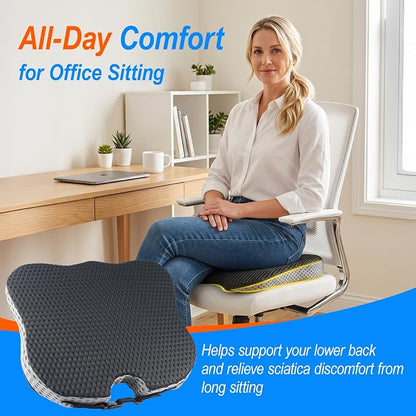 Car Seat Cushion for Driving: Memory Foam Cushion for Pain Relief During Long Drives, Wedge Car Seat Pillow for Height Boost, Non-Slip Driver Butt Pillow for Cars, SUVs, Trucks - Black