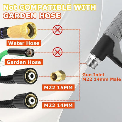 M MINGLE Pressure Washer Gun with Mini Foam Cannon, Dual Connector Accessory, Undiluted Foam Blaster with 5 Nozzle Tips, 1/4" Quick Connect for Car Wash, Patio, Deck Cleaning