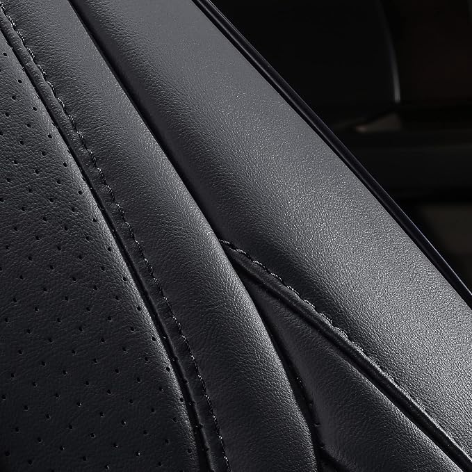 Huidasource F150 Rear Bench Car Seat Covers, Leather Back Row Seat Cushion Cover Fit for 2015-2025 Ford F150 SuperCrew & 2017-2025 F250 F350 F450 Super Duty Crew Cab XL XLT Lariat(Back Row/Black)