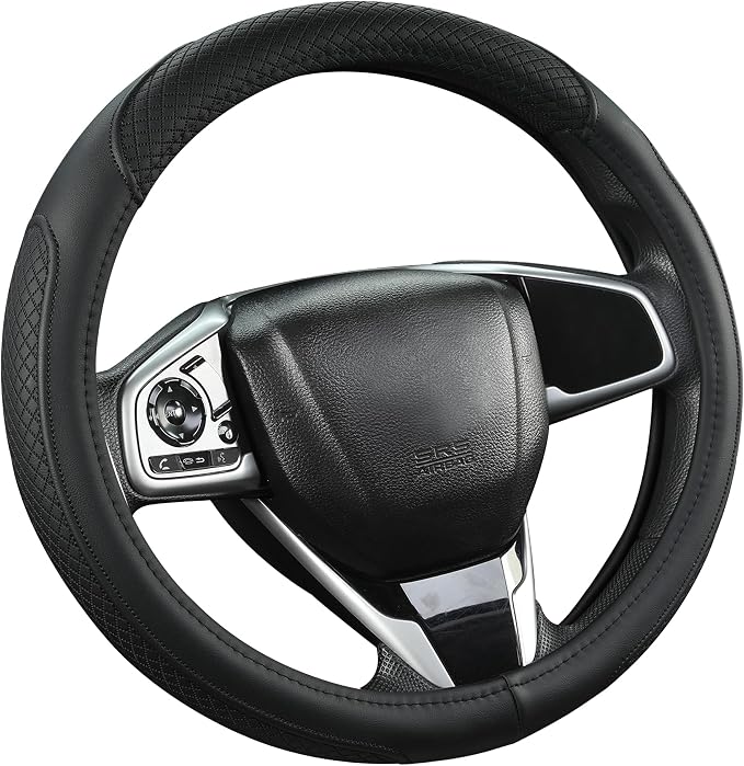 West Llama Customized Auto Car Steering Wheel Cover for Honda Civic, CR-Z, Insight, S2000,14-14.25inch(Black-Small Size)