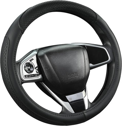 West Llama Customized Auto Car Steering Wheel Cover for Honda Civic, CR-Z, Insight, S2000,14-14.25inch(Black-Small Size)