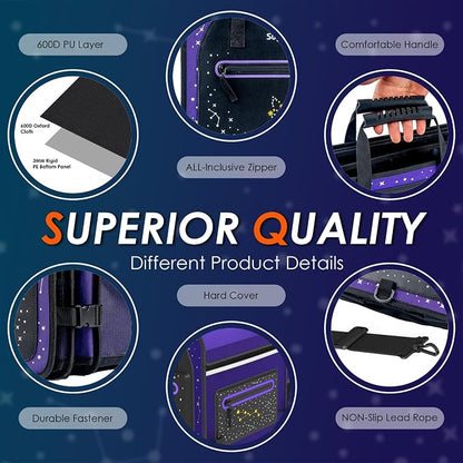 SugarFox 63L Car Trunk Organizer for SUVs & Small/Midsize Cars - Fluorescent Design, Waterproof, Collapsible with Adjustable Straps (Purple-M004)