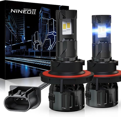 NINEO H13 Bulbs, H13/9008 Fog Lights, Upgrade 600% Brighter 6500K White, Fan-Cooled, No Flicker, Plug & Play, Driving or Fog Light, 2 Pack