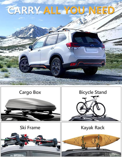 Tuyoung 300lbs Roof Rack Cross Bars Compatible with Subaru Forester 2014-2026 with Raised Side Rails (Not for Wilderness), Lockable Heavy Duty Aluminum Metal Lock Roof Rails Crossbars Luggage Racks.