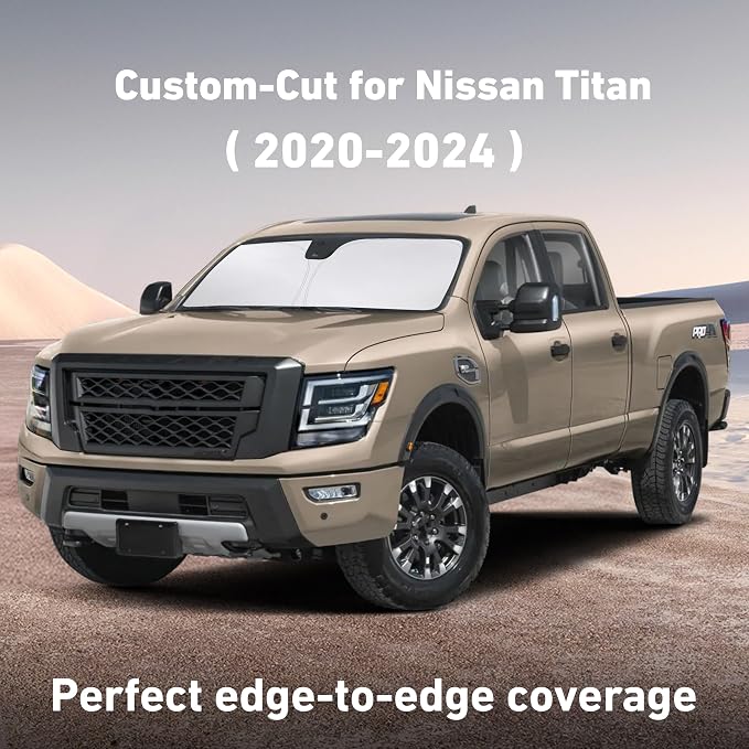 EcoNour Windshield Sunshade Compatible for Nissan Titan 2020-2022 2023 2024, Sun Visor for Front Windshield & Window Sun Shade Cover, UV Heat Blocker & Protector, Car Accessories