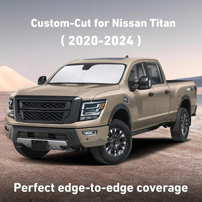 EcoNour Windshield Sunshade Compatible for Nissan Titan 2020-2022 2023 2024, Sun Visor for Front Windshield & Window Sun Shade Cover, UV Heat Blocker & Protector, Car Accessories