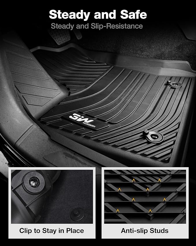 3W Floor Mats Fit 2022-2026 Toyota Tundra CrewMax Cab, TPE All Weather Custom Fit Floor Liner for Tundra SR/SR5/TRD PRO/Limited/Platinum/Castone Accessories Car Mats Easy Clean
