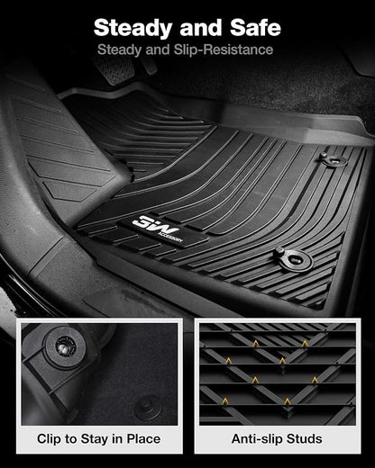 3W Floor Mats Fit 2022-2026 Toyota Tundra CrewMax Cab, TPE All Weather Custom Fit Floor Liner for Tundra SR/SR5/TRD PRO/Limited/Platinum/Castone Accessories Car Mats Easy Clean
