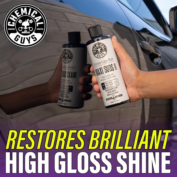 Chemical Guys CWS_1010 Maxi-Suds II Foaming Car Wash Soap (Works with Foam Cannons, Foam Guns or Bucket Washes) Safe for Cars, Trucks, Motorcycles, RVs & More, 128 fl. Oz (1 Gallon), Grape Scent