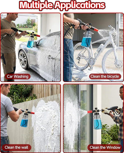 Foam Cannon for Pressure Washer with 1/4" Quick Connector, Wide Mouth Foam Cannon, Adjustable Soap Cannon for Car Wash, Additional 1.1mm Orifice Nozzle (Grey)