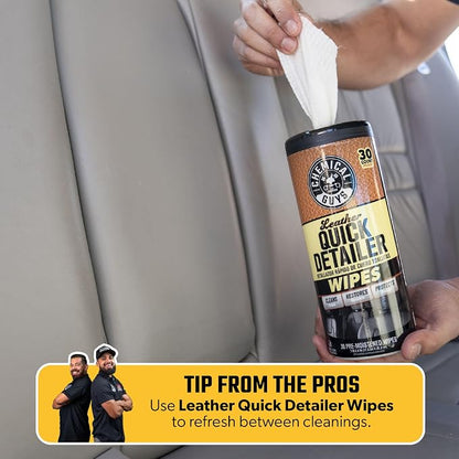 Chemical Guys Leather Cleaner and Conditioner Detailing Kit - Leather Care Kit For Natural, Synthetic, Faux, Pleather, and More for Car Interiors, Apparel, Furniture, Boots & Accessories - 9 Items