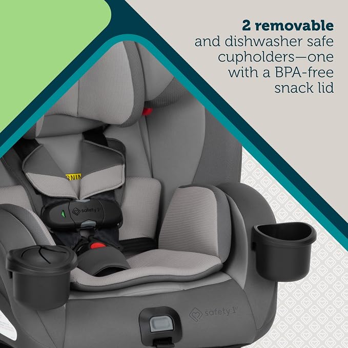 Safety 1st EverSlim 4-in-1 Convertible Car Seat, SecureTech Chest Clip, Ultra-Slim, 4-Mode Infant to Booster, Baby Car Seat, 5-100 lbs, Memory Foam, Fiddlehead