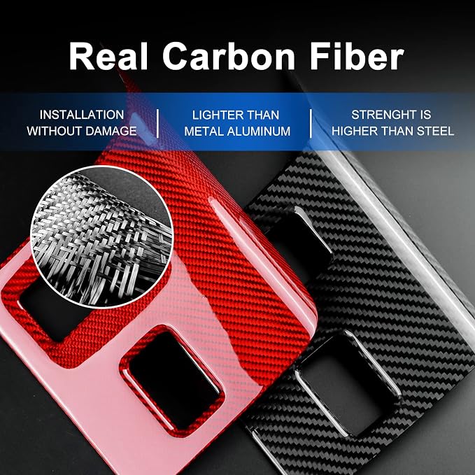 AIRSPEED Hard Carbon Fiber for Toyota GR86 Subaru BRZ 2021 2022 2023 2024 2025 Car Seat Heating Control Button Cover Center Console Interior Trim Accessories, Black, Manual Transmission