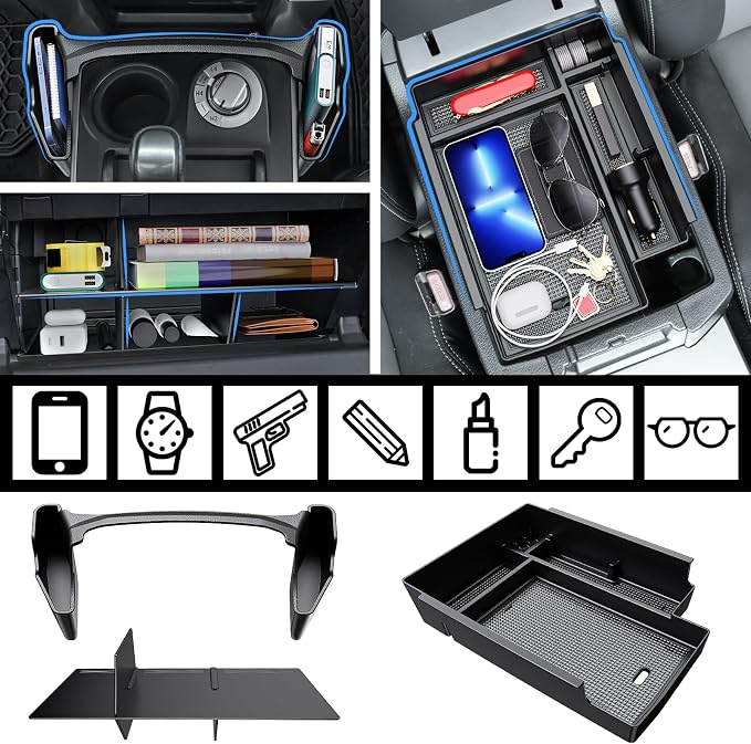 DIAMOOKY 3PCS Center Console Organizer Compatible with Toyota 4Runner 2024 2023 2022 2021 2020 2019-2010 Glove Box Organizer Gear Shift Tray Armrest Storage Box 5th Gen 4 Runner Accessories