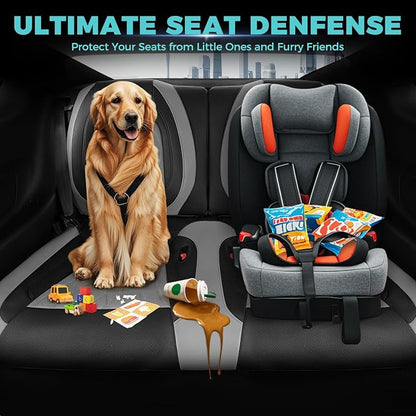 Custom for Ford Mustang Coupe Seat Covers 2015-2025 - Custom-Fit Full Set Faux Leather Car Seat Covers for Mustang Coupe Fastback GT/V6/EcoBoost 2015 2016 2017 2018 2019 2020 2021 2022 2023 2024 2025