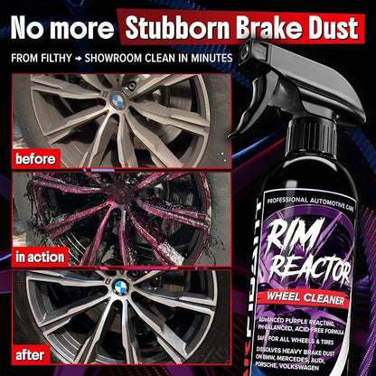 Carfidant Rim Reactor Wheel and Rim Cleaner Spray - Removes Brake Dust & Grime - Safe for BMW, Mercedes, Audi, VW & Porsche - No Scrub, pH Neutral, Non-Acidic Tire Cleaner - 32 fl oz