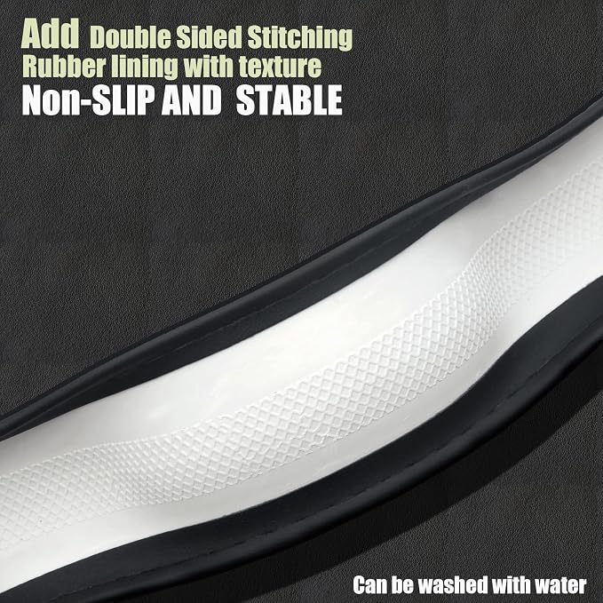 D Shaped Steering Wheel Cover, Flat Bottom Car Wheel Cover 14 1/2-15 inch (37-39 cm), Non-Folding Packaging, Microfiber Leather, Black with Carbon Fiber Pattern