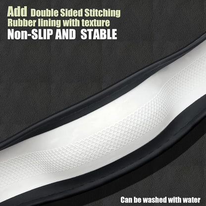 D Shaped Steering Wheel Cover, Flat Bottom Car Wheel Cover 14 1/2-15 inch (37-39 cm), Non-Folding Packaging, Microfiber Leather, Black with Carbon Fiber Pattern