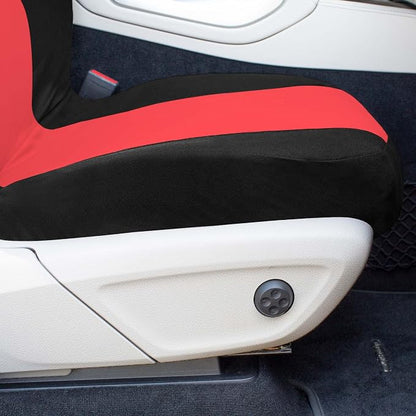 Universal Fit Chevron Flat Cloth Car Seat Covers Full Set - Red