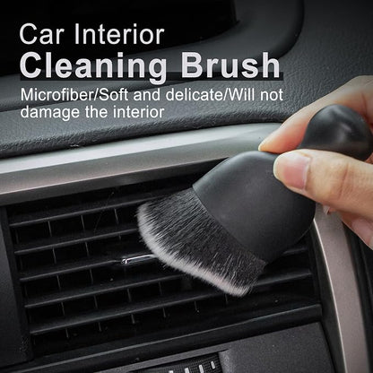 GaRhomxy Car Detailing Brushes, Car Interior Dust Sweeping Soft Brush, Soft Bristles Brush Cleaning Tool for Automotive Dashboard, Air Conditioner Vents, Computer, Scratch Free(Black with White)