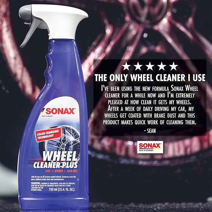 SONAX Wheel Cleaner Plus | Non-Acid Color Changing Formula for Effortless Removal of Brake Dust Grime and Dirt | Safe for All Wheels | Professional Strength Cleaner | 230705 | 25L
