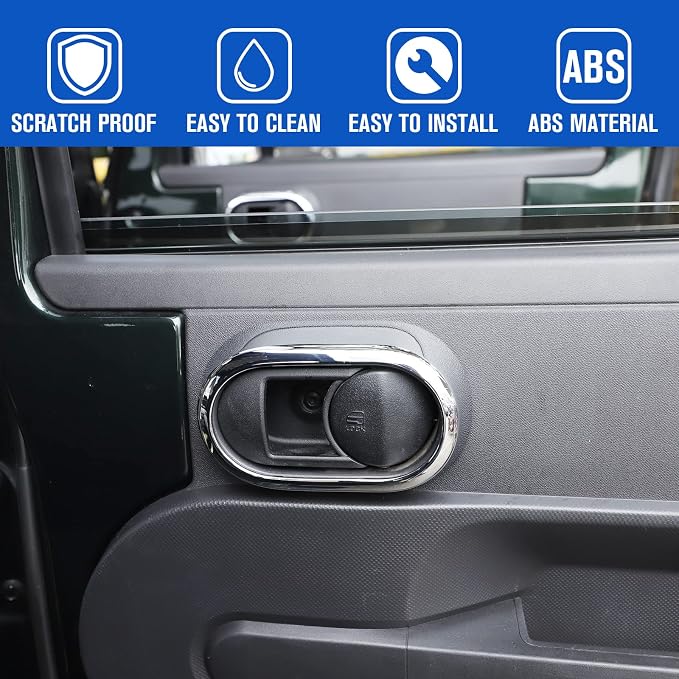 JeCar Chrome Interior Door Handle Bezel Cover Trim Decor Covers for 2007-2010 Jeep Wrangler JK Unlimited 4 Door