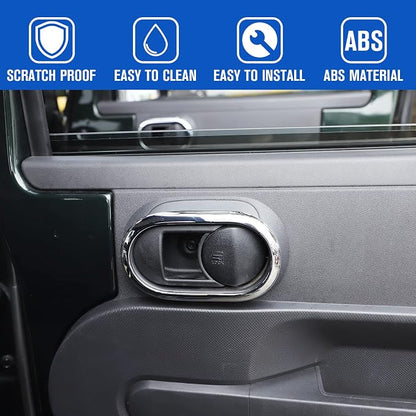 JeCar Chrome Interior Door Handle Bezel Cover Trim Decor Covers for 2007-2010 Jeep Wrangler JK Unlimited 4 Door