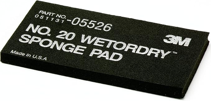 3M Wetordry Sponge Pad 20, 05526, 5-1/2 in x 2-3/4 in x 3/8 in, Flexible, Long Lasting, Automotive Sponge, Black
