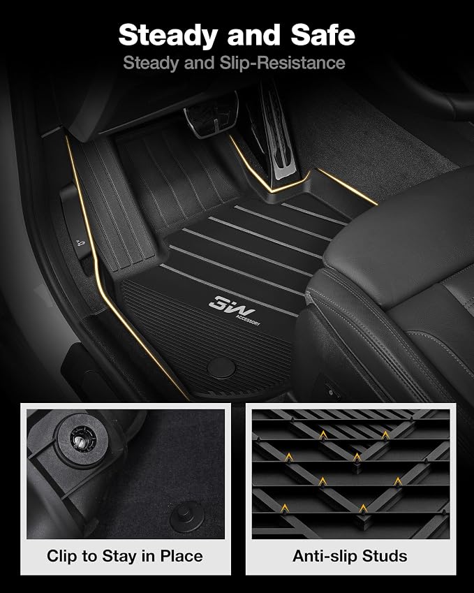 3W 2018-2024 BMW X3 Floor Mats & Cargo Liner, All Weather TPE BMW X3 Accessories Custom Fit for X3 G01 30i M40i X3M Car Mats (Only for car Without Spare tire) (Don't Fit X3 30e), 6PCS