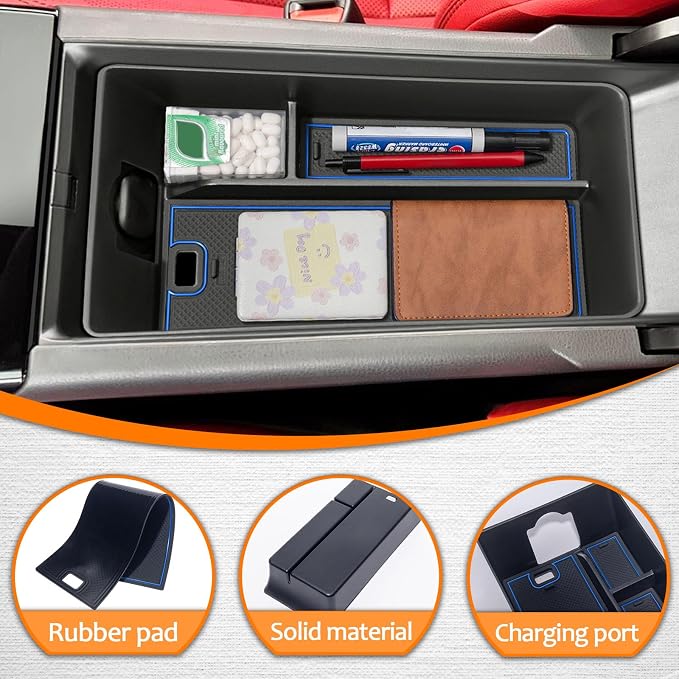 TOPINSTALL Blue Center Console Tray Compatible with 2025 2026 Camry (XSE/XLE/SE/LE) Armrest Storage Box Console Organizer for 9th Gen Camry Interior Accessories
