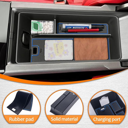 TOPINSTALL Blue Center Console Tray Compatible with 2025 2026 Camry (XSE/XLE/SE/LE) Armrest Storage Box Console Organizer for 9th Gen Camry Interior Accessories