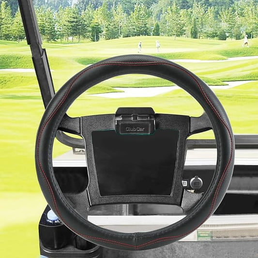 Golf Cart Steering Wheel Covers,13.5 to 14" Golf Cart Steering Wheel Cover Universal for Yamaha,EZGO TXT & RXV,Club Car DS & Precedent, Leather Comfortable, Non-Slip, Wear-Resistant (red)
