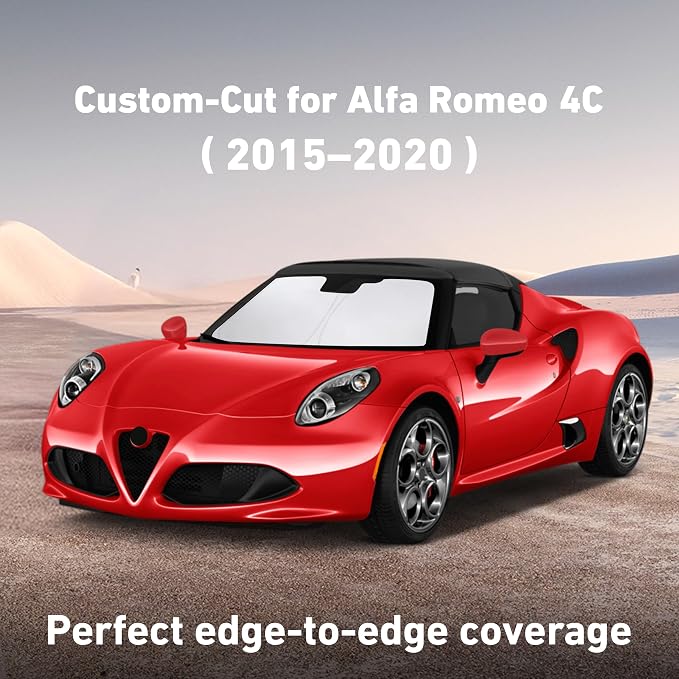 Econour Windshield Sunshade for Alfa Romeo 4C 2015-2018, 2019, 2020 Sun Visor for Front Window Sun Shade Cover, UV Blocker & Protector, Car Accessories
