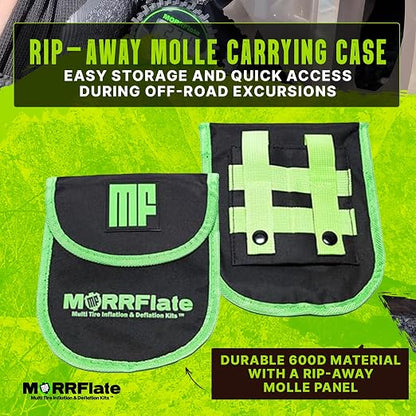 MORRFlate Single Tire Deflator | Rapid Air Deflator with 1-150 PSI Digital Gauge | Includes Purge Valve, 16 Inch Hose, and Rip Away Molle Panel Carrying Case