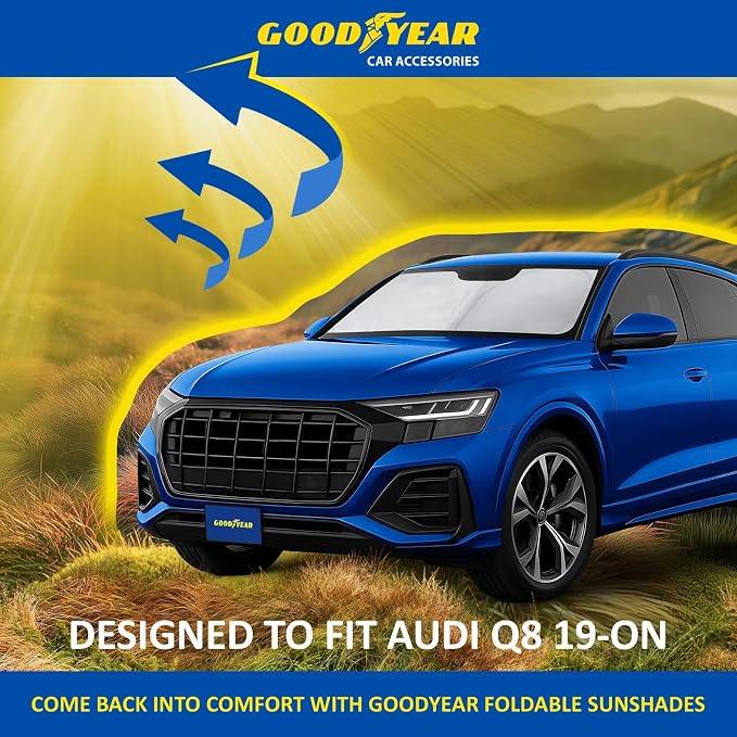 Goodyear Foldable Windshield Sunshade for Audi Q8 2019-2026, Car Accessories, Sunshade Cover, Sun Shade Car Windshield, Window Sun Blocker - GY008370