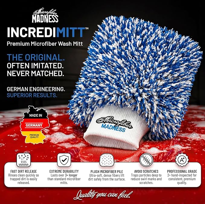 IncrediMitt Car Wash Mitt – Premium Microfiber Wash Mitt for Cars, Made in Germany, Scratch-Free Cleaning