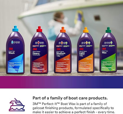 3M Perfect-It Boat Wax, 36113, 1 Quart, Contains Carnauba Wax, Protects against Weather and Oxidation, For Boats and RVs