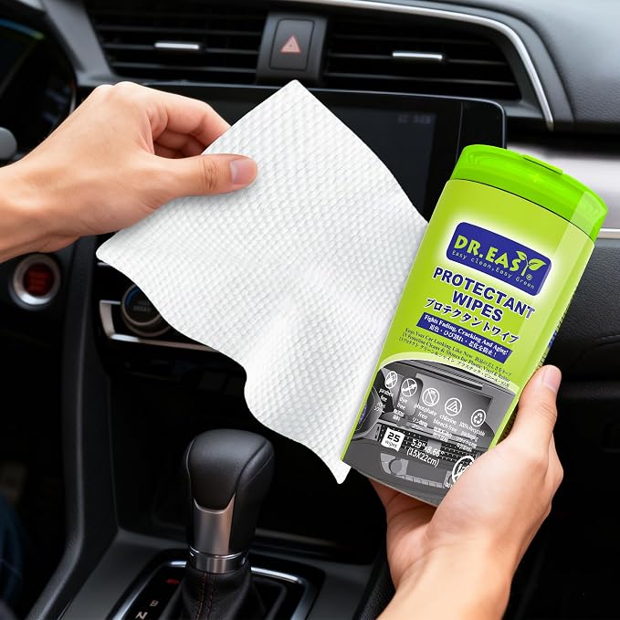 DR.EASY 25ct Car Protectant Wipes，Car Cleaning Wipes，Car Detailing Interior and Car Exterior Wipe or Supplies