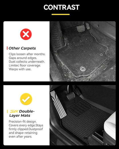 3W Tesla Model Y Juniper Floor Mats(not for Standard), Metal Pedal, Carpets Double Layer, 2025 2026 Model Y Accessories, TPE All Weather Waterproof Custom Fit Liners, Vigormold™