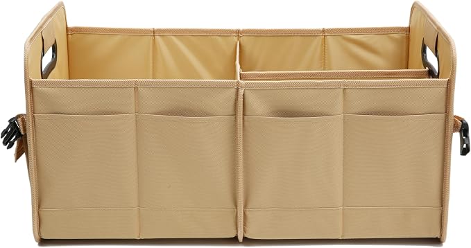 AOKJOY Car Trunk Organizer Car Storage Organizer Collapsible Multi Compartment Car Organizer Adjustable Straps Car Organizer for SUV(Ginger)