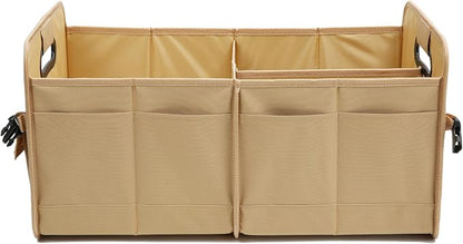 AOKJOY Car Trunk Organizer Car Storage Organizer Collapsible Multi Compartment Car Organizer Adjustable Straps Car Organizer for SUV(Ginger)