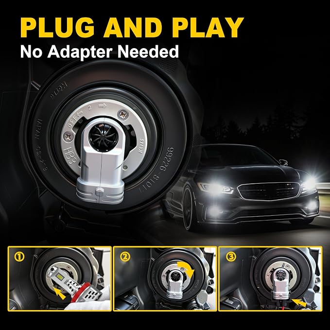 AHOBXD H11 Bulbs,Super Bright Upgraded 900% 80000LM Brightness Real 1:1 Halogen Size 100,000Hours Lifespan H11/H8/H9/H16 Quick Install No Adapter Flicker Free IP68 Waterproof Fog Lights Pack of 2